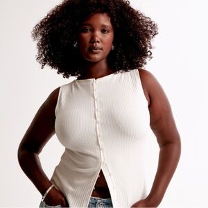 Abercrombie & Fitch White Ribbed Tank Top